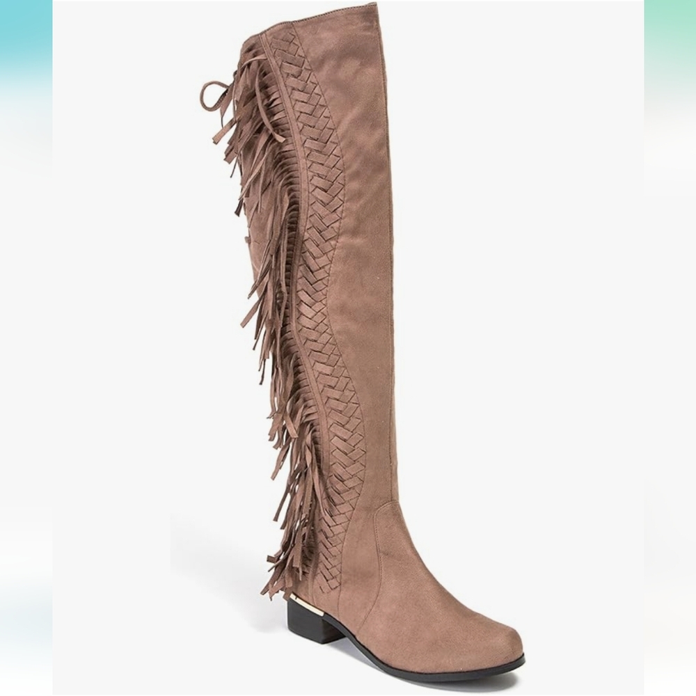 Lady Couture Over The Knee Fringe Boots